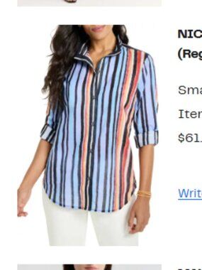 NIC + ZOE Painted Peninsula Stand Collar Cotton Button-Up Shirt